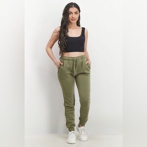 Fit Collective Super Soft Sweatpants Joggers in Olive Green, Size Large